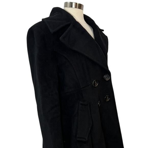 BCBGeneration Classic Black Wool Blend Winter Pea Coat SZ LARGE - Picture 6 of 14